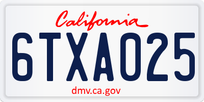 CA license plate 6TXA025