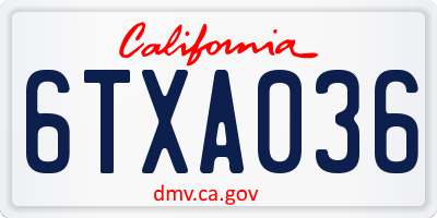CA license plate 6TXA036
