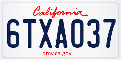 CA license plate 6TXA037