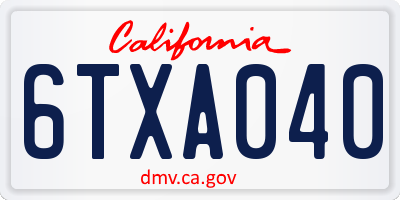 CA license plate 6TXA040