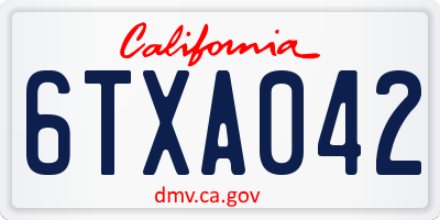 CA license plate 6TXA042