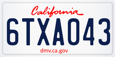 CA license plate 6TXA043