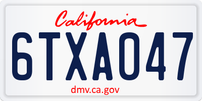 CA license plate 6TXA047