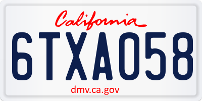 CA license plate 6TXA058