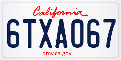 CA license plate 6TXA067