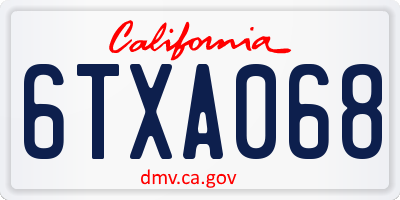CA license plate 6TXA068