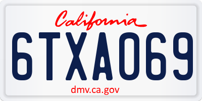 CA license plate 6TXA069