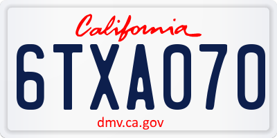 CA license plate 6TXA070