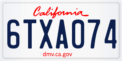 CA license plate 6TXA074