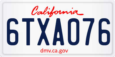CA license plate 6TXA076