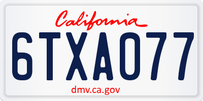 CA license plate 6TXA077