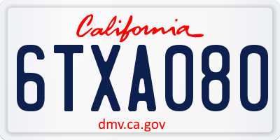 CA license plate 6TXA080