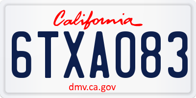 CA license plate 6TXA083