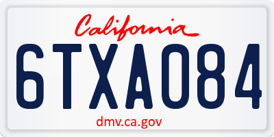 CA license plate 6TXA084