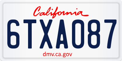 CA license plate 6TXA087