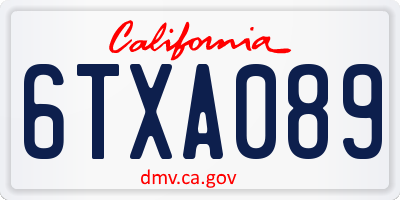 CA license plate 6TXA089
