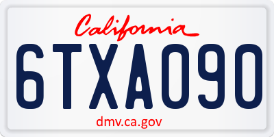 CA license plate 6TXA090