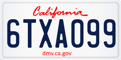 CA license plate 6TXA099