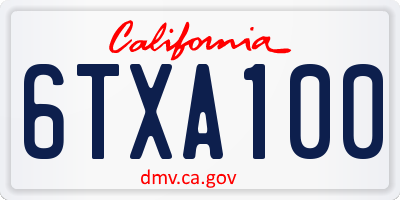 CA license plate 6TXA100