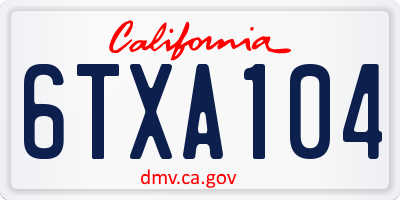 CA license plate 6TXA104