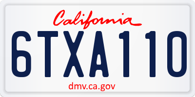 CA license plate 6TXA110