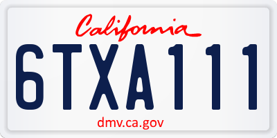 CA license plate 6TXA111