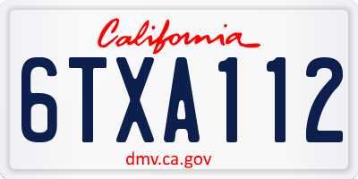 CA license plate 6TXA112