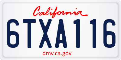 CA license plate 6TXA116