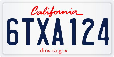 CA license plate 6TXA124