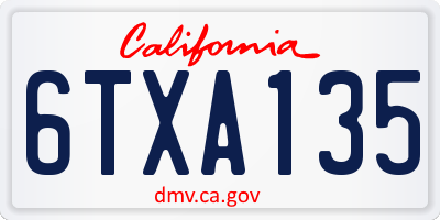 CA license plate 6TXA135