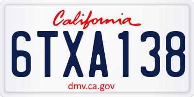 CA license plate 6TXA138