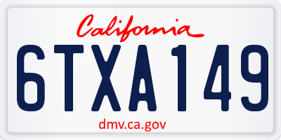 CA license plate 6TXA149