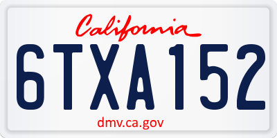 CA license plate 6TXA152