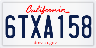 CA license plate 6TXA158