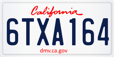 CA license plate 6TXA164