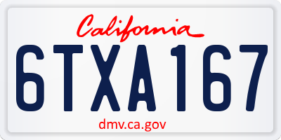 CA license plate 6TXA167