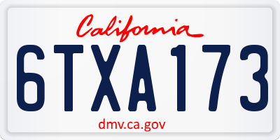 CA license plate 6TXA173