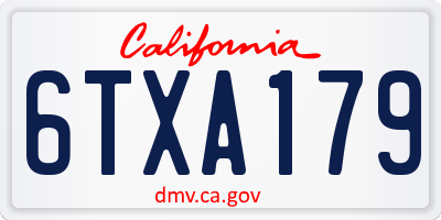 CA license plate 6TXA179