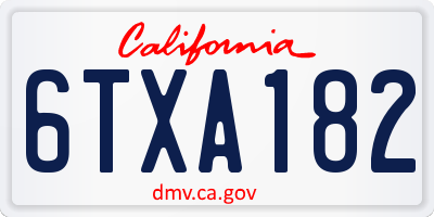CA license plate 6TXA182