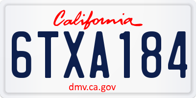 CA license plate 6TXA184