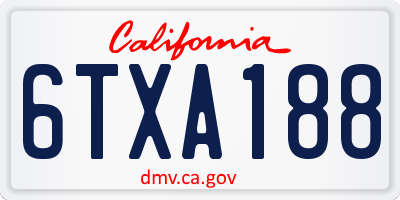 CA license plate 6TXA188