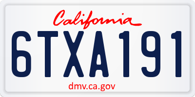 CA license plate 6TXA191