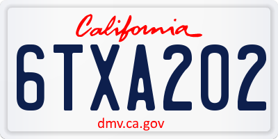 CA license plate 6TXA202