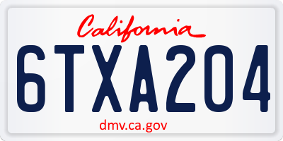 CA license plate 6TXA204