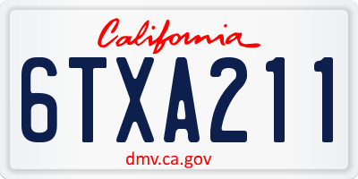 CA license plate 6TXA211