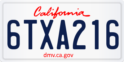 CA license plate 6TXA216