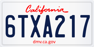 CA license plate 6TXA217