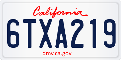 CA license plate 6TXA219