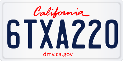 CA license plate 6TXA220