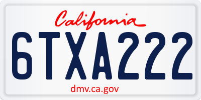 CA license plate 6TXA222